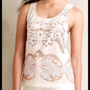 Women's Anthropologie HD In Paris XS Cream Yellow Tank Blouse